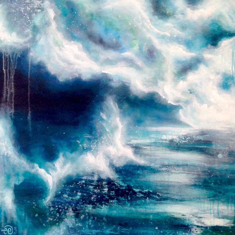"The Storm" 1/2
28"x28"
Acrylic on canvas
Paint mixed with ocean water from Santa Cruz, CA
Copyright 2016
SOLD