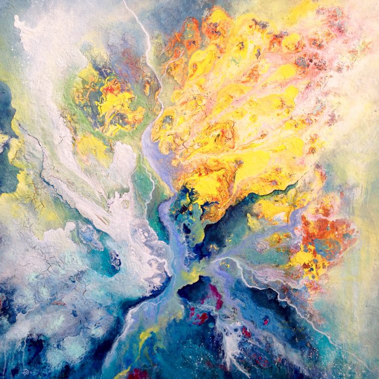 "The Path
36" x 36"
Acrylic and mixed media on canvas
Paint mixed with ocean water, Santa Cruz, CA
Sealed with resin
2016 copyright
SOLD