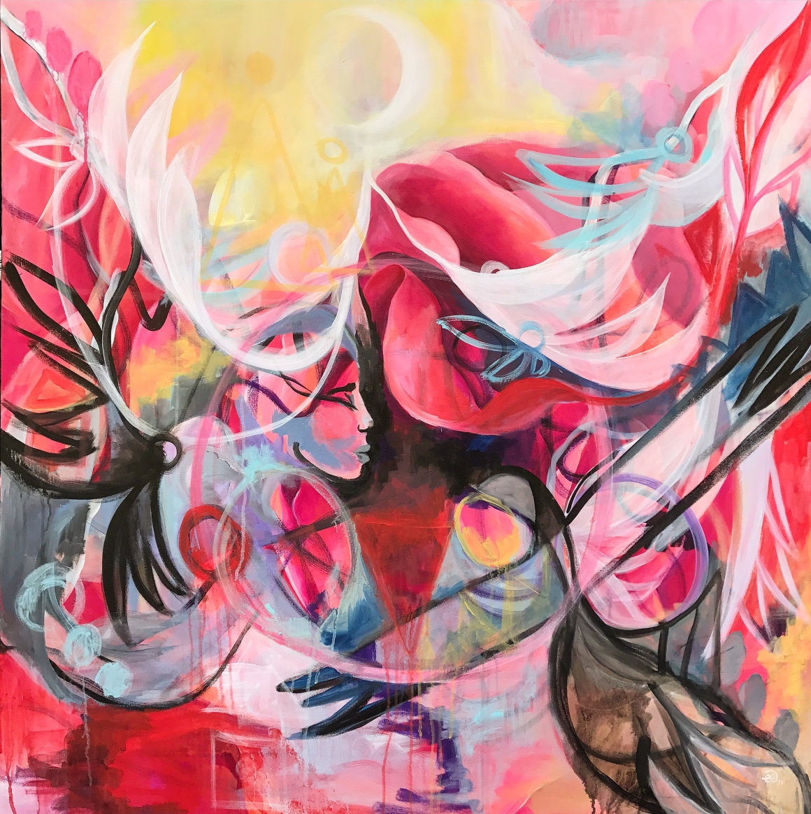 "Eagle Woman"
40x40
Acrylic and mixed media on canvas
Paint mixed with ocean water - Pacific
2017 copyright
$888 plus tax