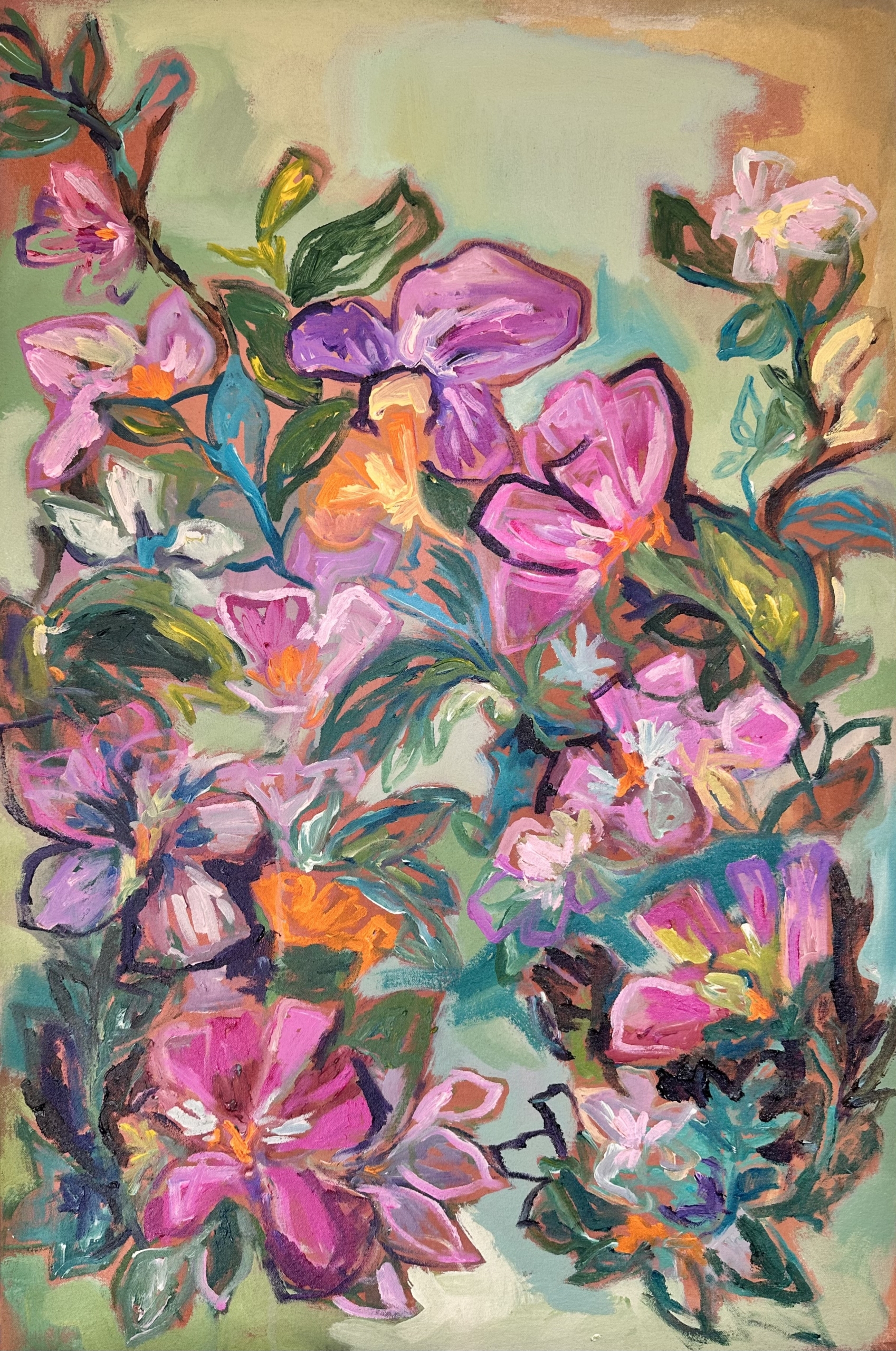 INSPIRED BEAUTY - 
24 x 36 inches - 
acrylic on raw canvas - 2025