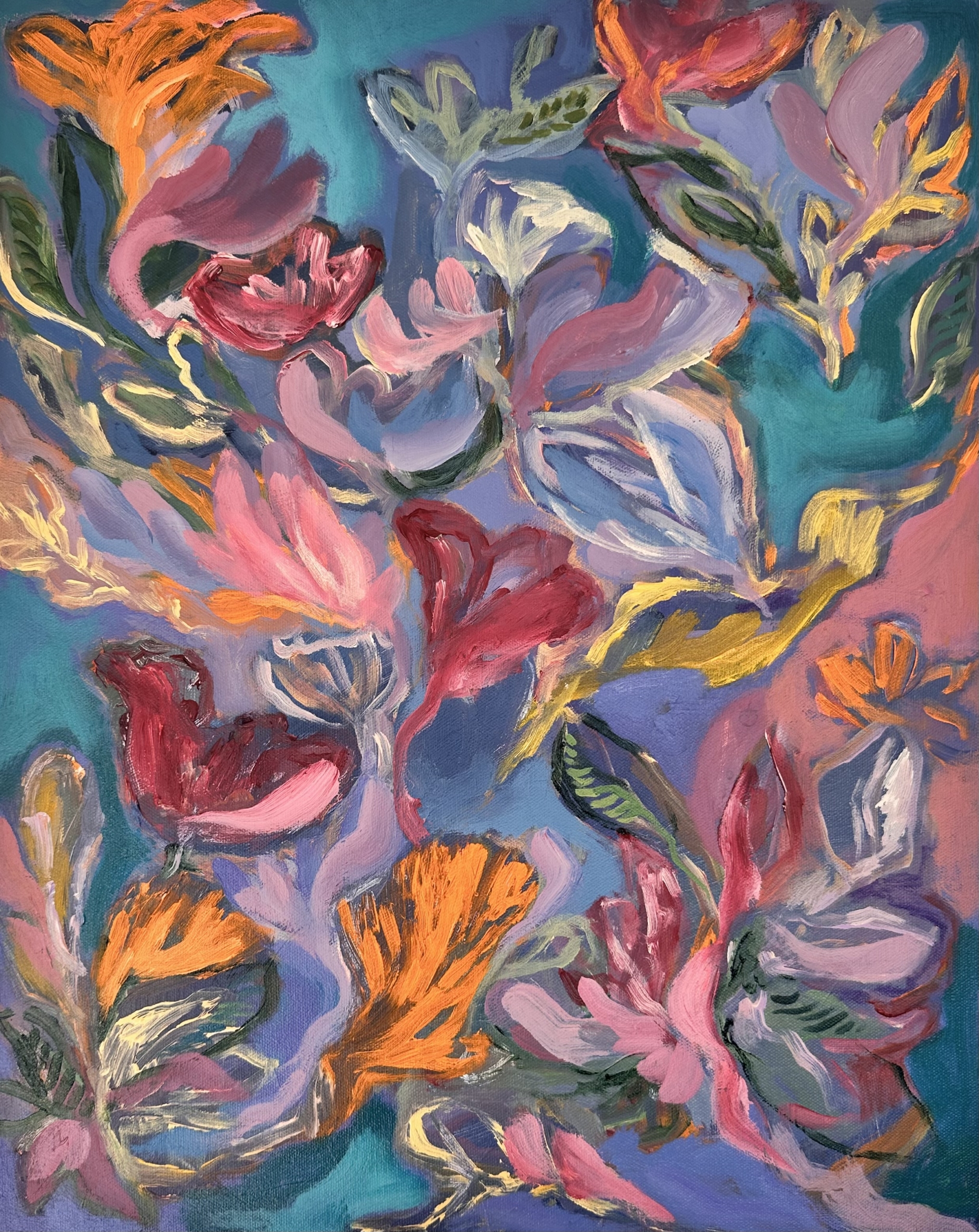 SPRING IN THE MOONLIGHT - 
16 x 20 inches - 
acrylic on canvas - 2025